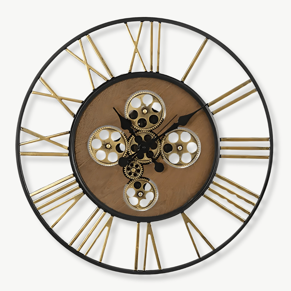 Große Steampunk-Wanduhr mit Zahnrädern