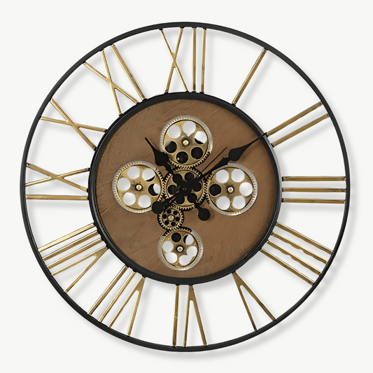 Große Steampunk-Wanduhr mit Zahnrädern