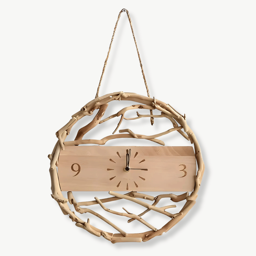 Wanduhr aus natürlichen Zweigen
