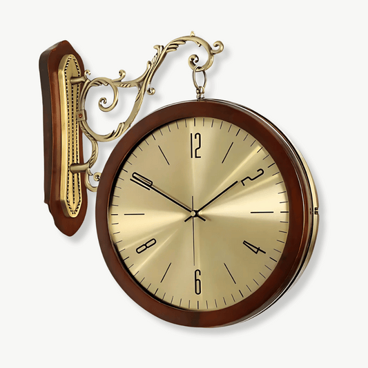 Wanduhr im Vintage-Stil mit doppelseitigem Zifferblatt