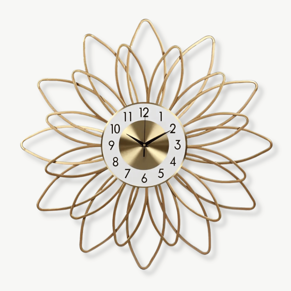 Wanduhr Goldene Blume Design
