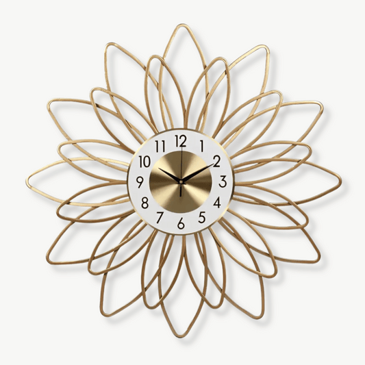 Wanduhr Goldene Blume Design