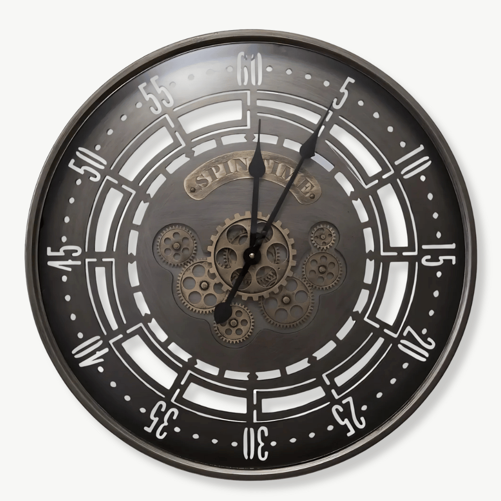 Industrielle Wanduhr Spin Time Vintage