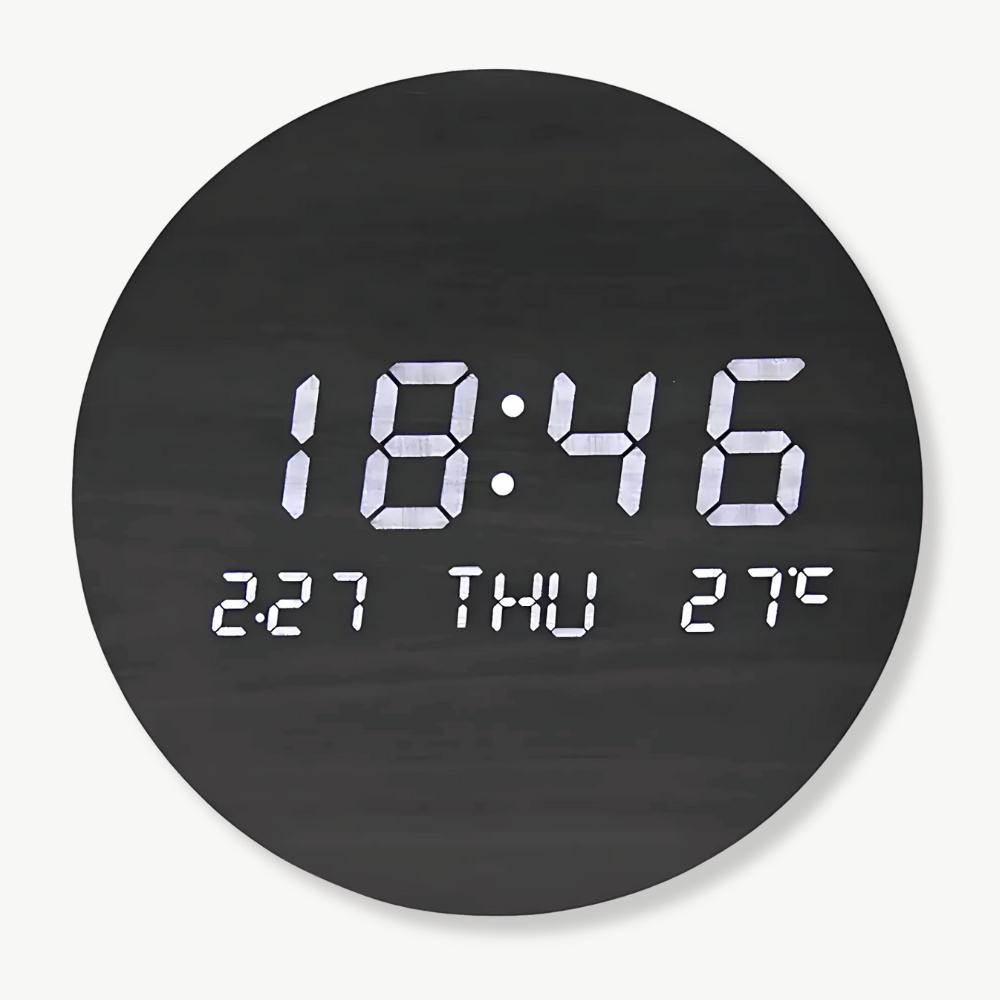 Wanduhr aus Massivholz mit LED