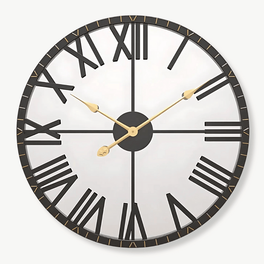 Wanduhr Spiegel Schwarz und Gold