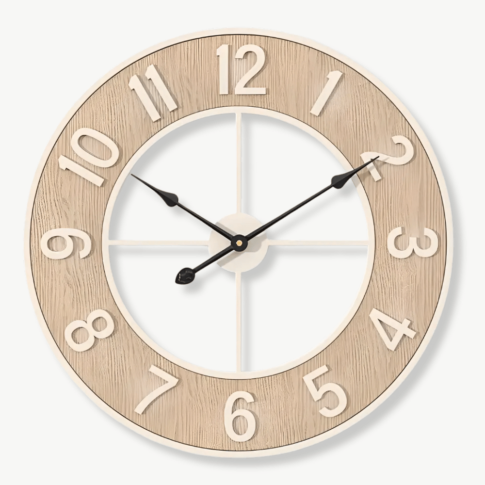 Skandinavische Wanduhr aus Naturholz
