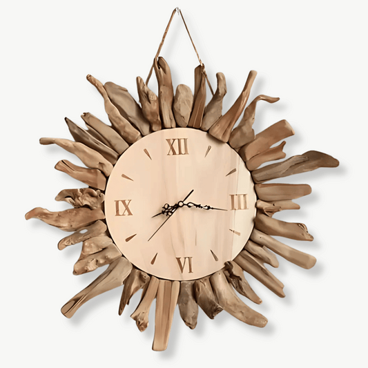 Treibholz Sonnen Wanduhr