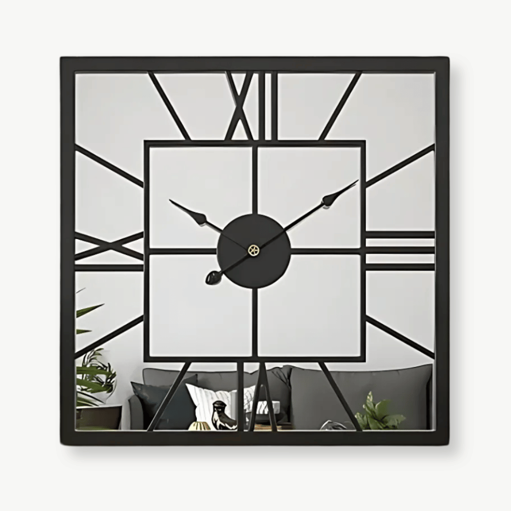 Quadratische Spiegel-Wanduhr