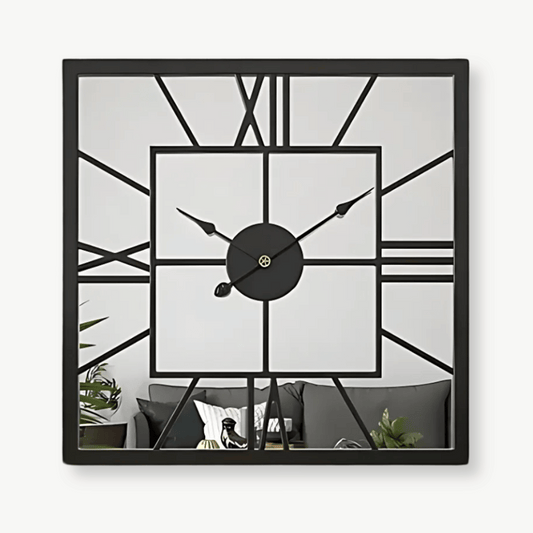 Quadratische Spiegel-Wanduhr