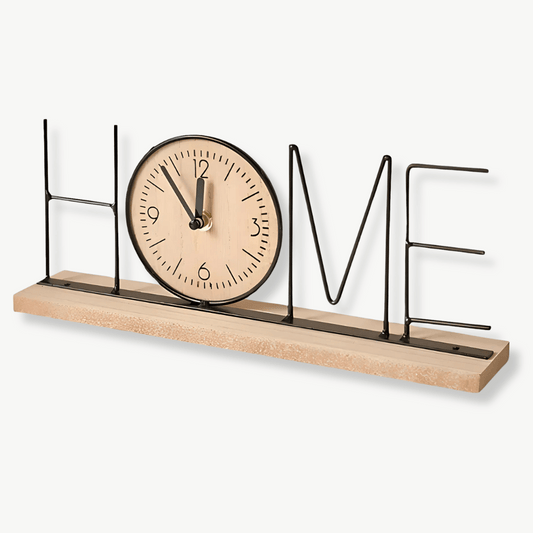 Uhr Tisch Design Industriell Schriftzug HOME