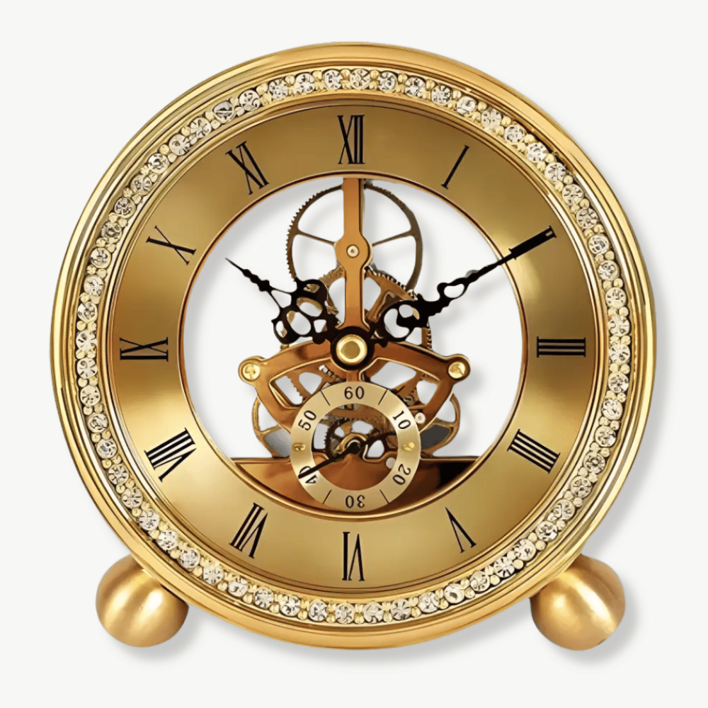 Mechanische Tischuhr in Gold