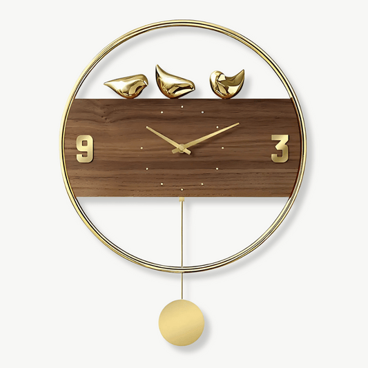 Wanduhr Design Goldene Vögel