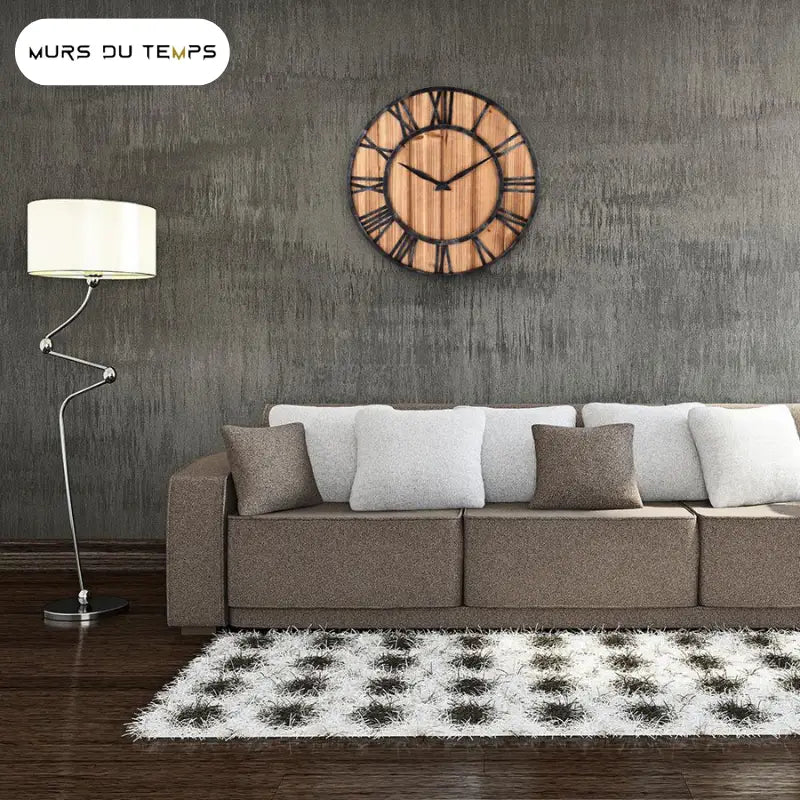 Wanduhr Holz Metall & Römische Zahlen