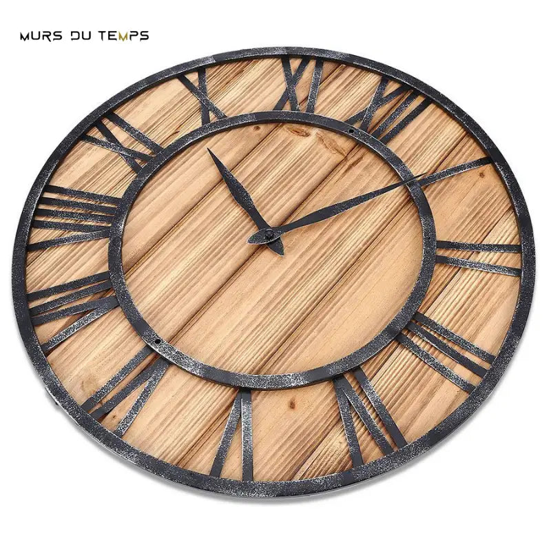 Wanduhr Holz Metall & Römische Zahlen