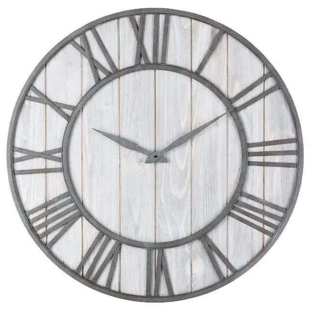 Wanduhr Holz Metall & Römische Zahlen