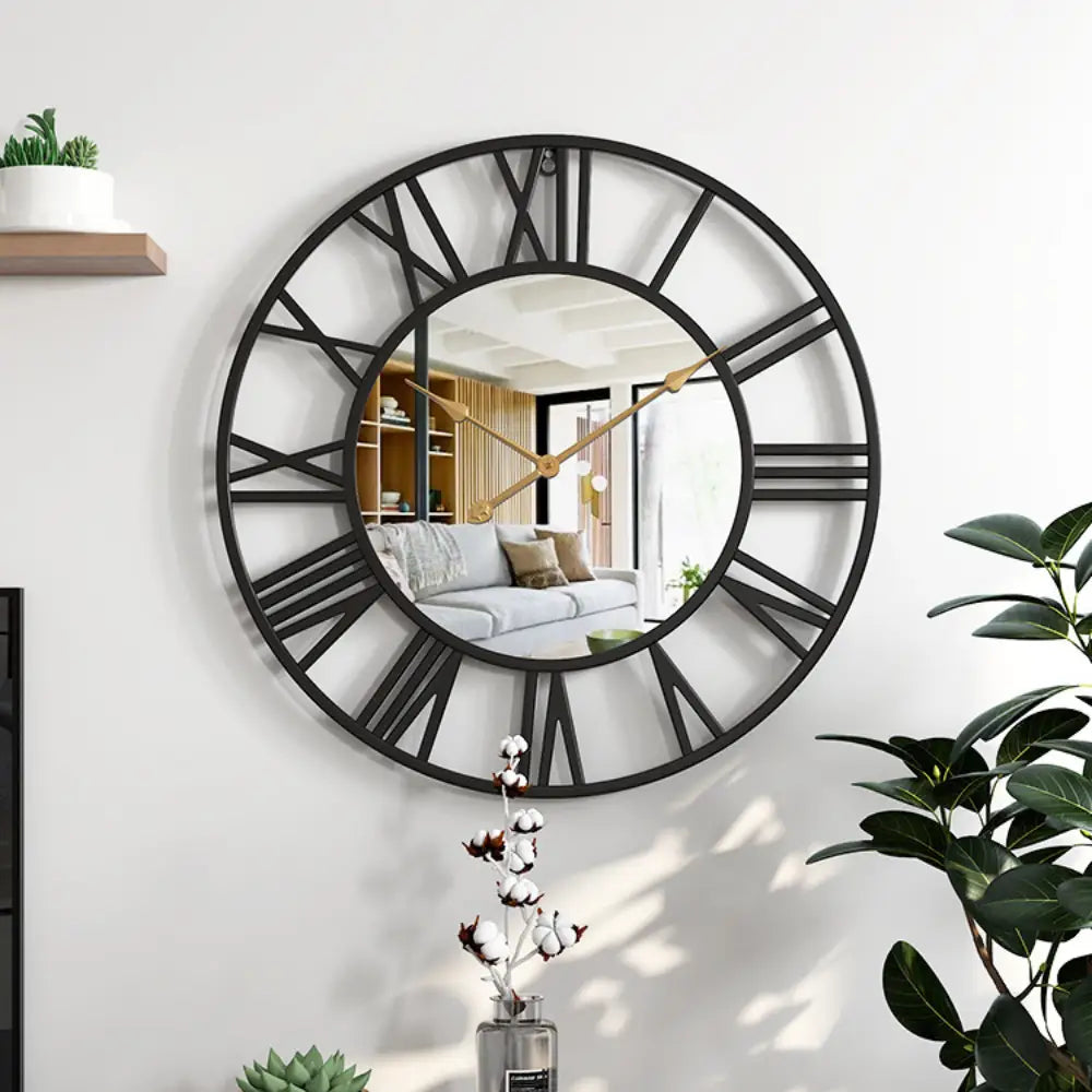 Wanduhr Römische Zahlen & Spiegel