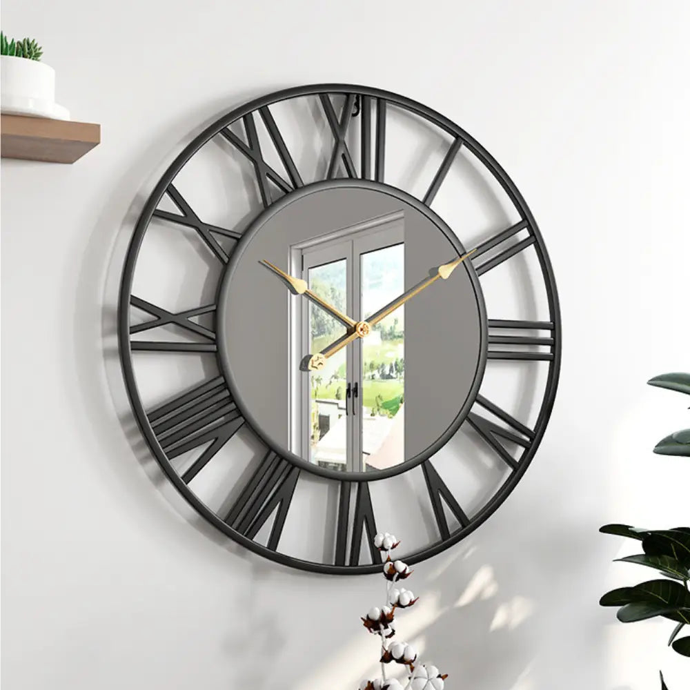 Wanduhr Römische Zahlen & Spiegel