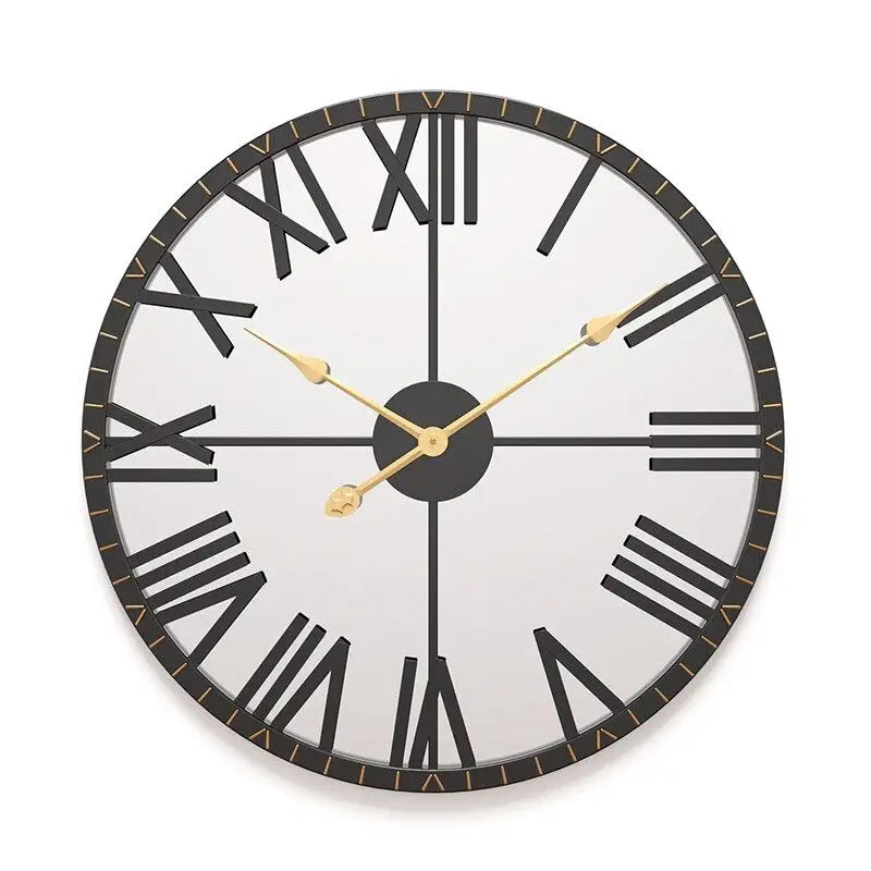 Wanduhr Spiegel Schwarz und Gold
