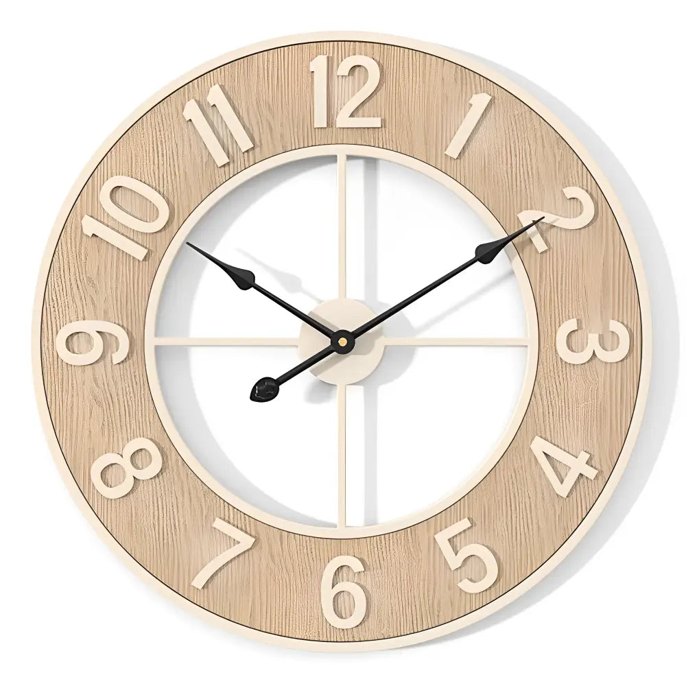 Skandinavische Wanduhr aus Naturholz