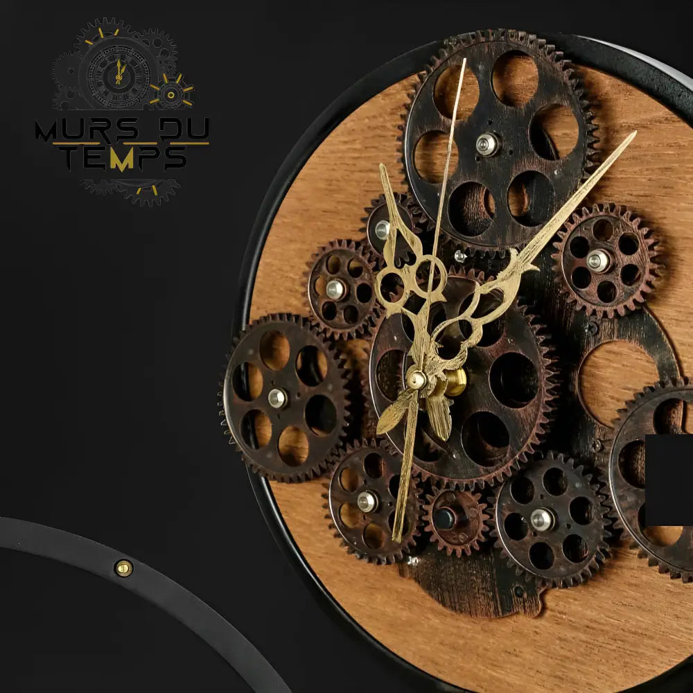 Wanduhr Vintage Zahnräder Metall & Holz