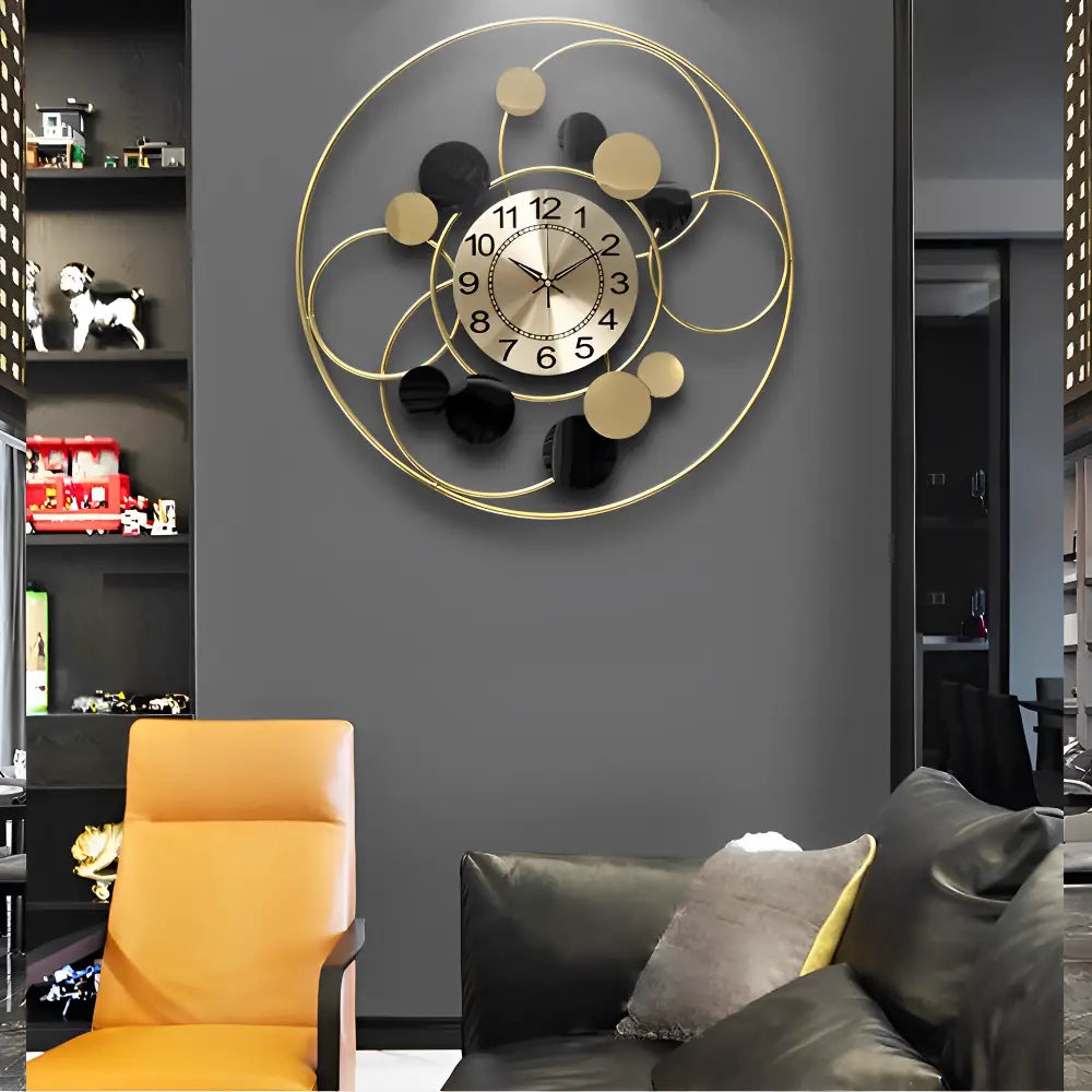 Wanduhr Kreis Design Gold