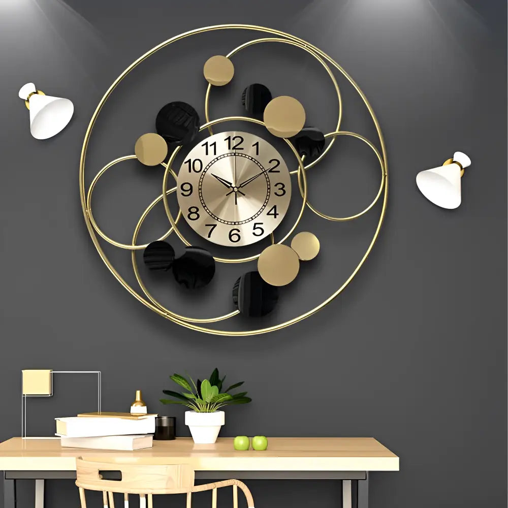 Wanduhr Kreis Design Gold