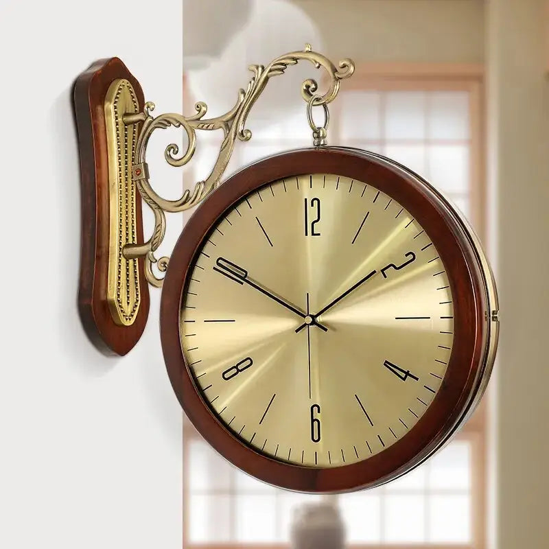 Wanduhr im Vintage-Stil mit doppelseitigem Zifferblatt