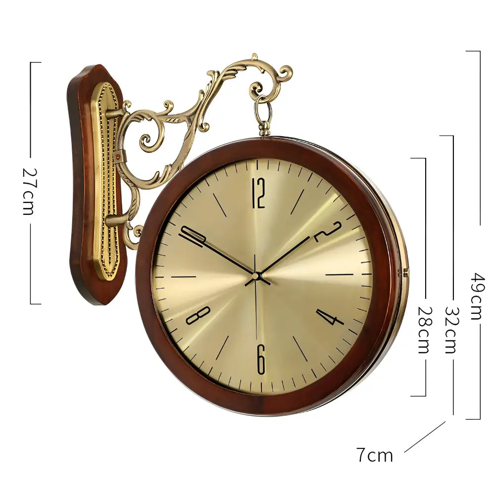 Wanduhr im Vintage-Stil mit doppelseitigem Zifferblatt
