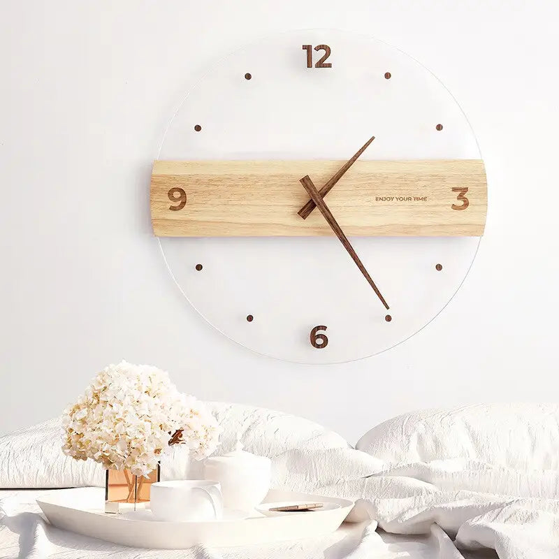 Wanduhr aus Holz und Acryl