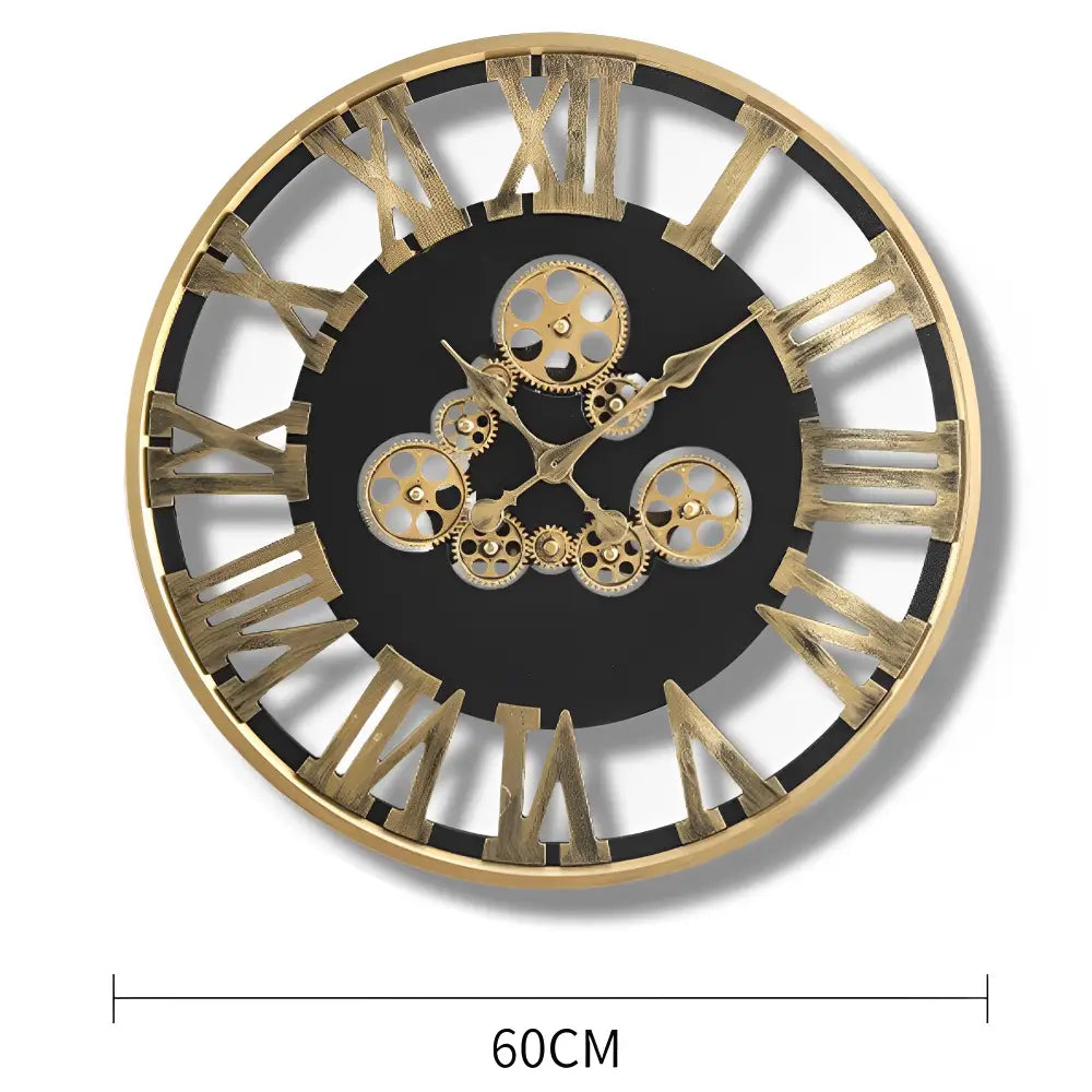 Wanduhr mit goldenem drehendem Zahnrad