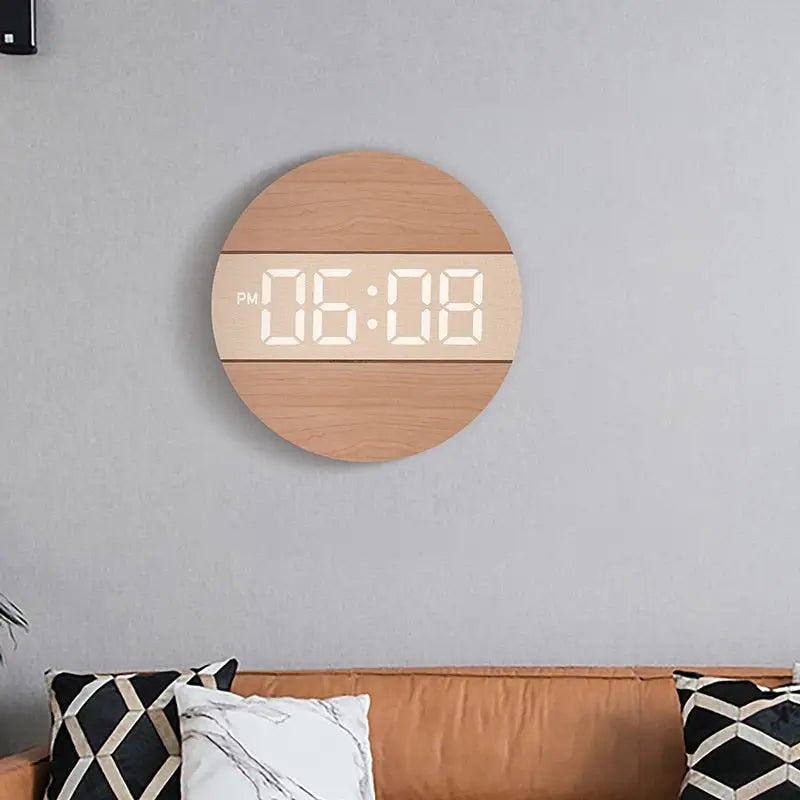 Wand-LED-Uhr aus Holz