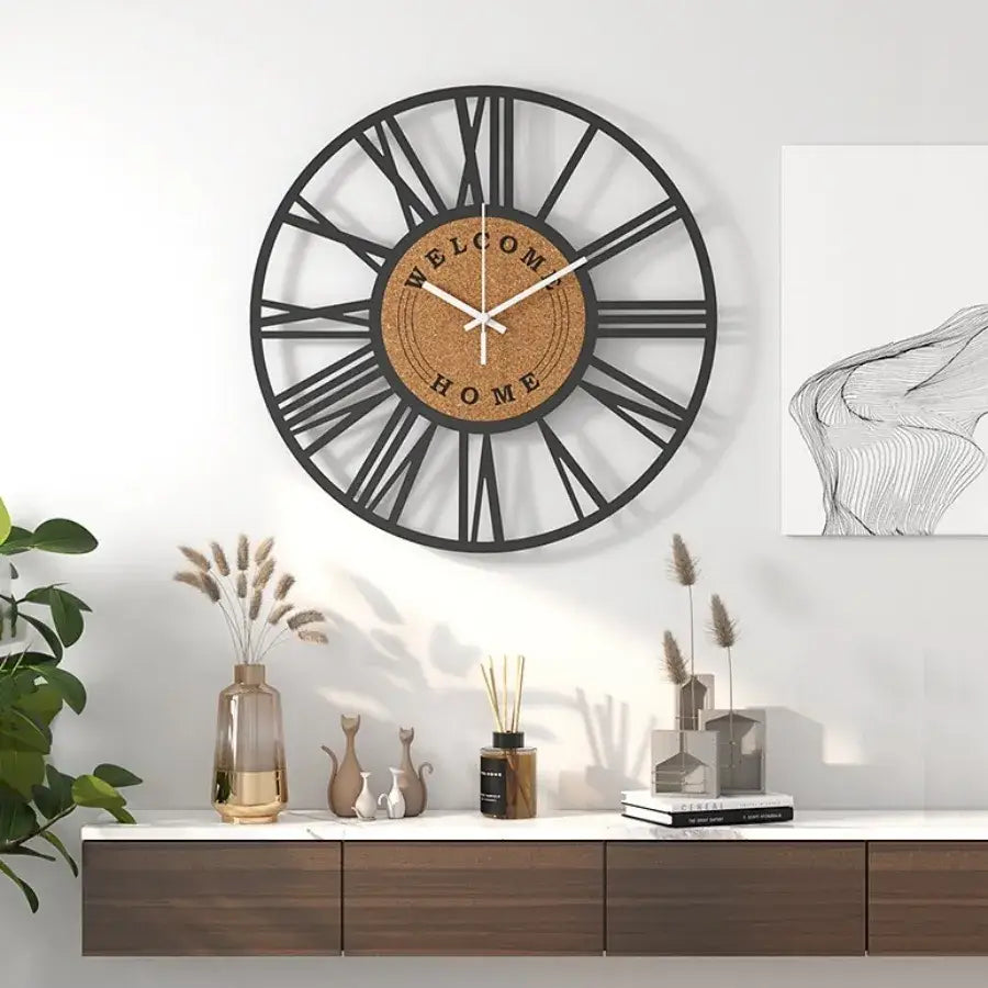 Wanduhr Metall und Kork