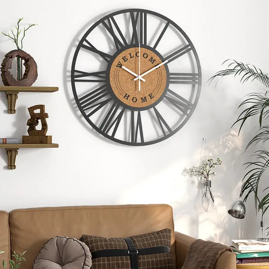 Wanduhr Metall und Kork