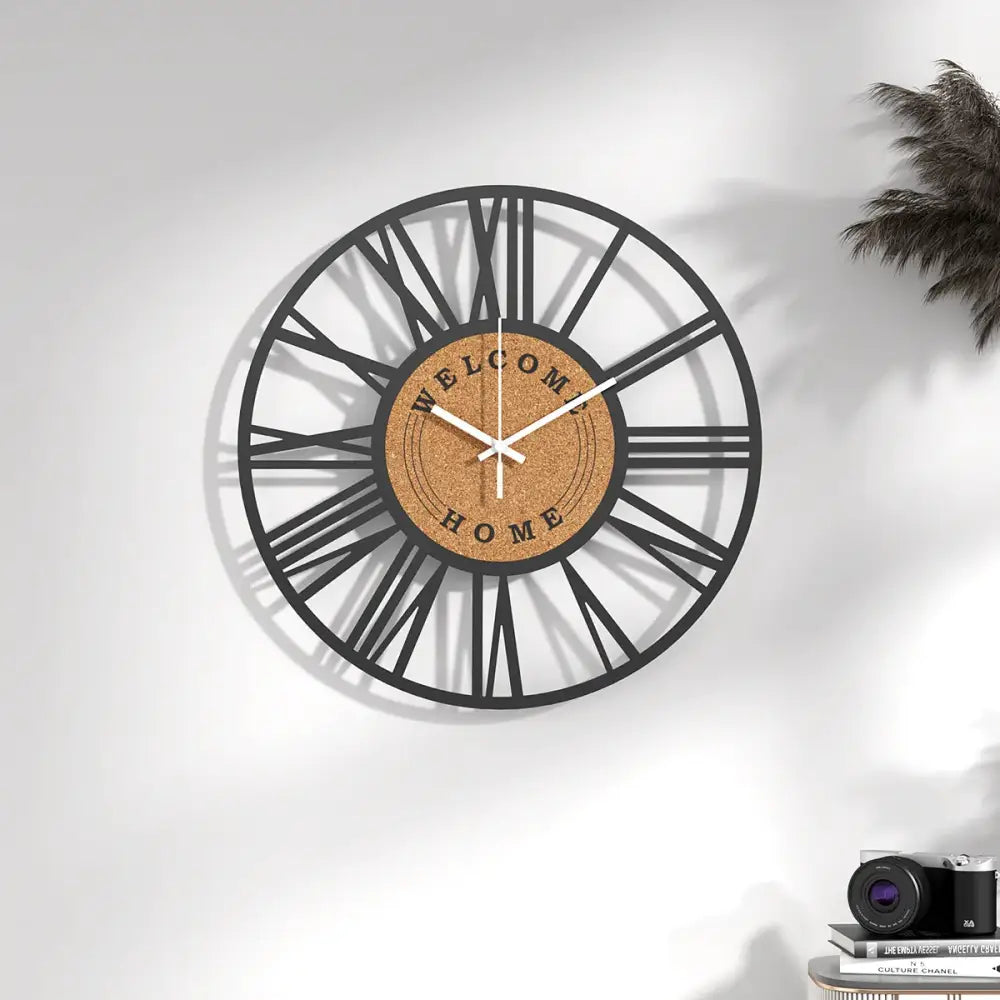 Wanduhr Metall und Kork