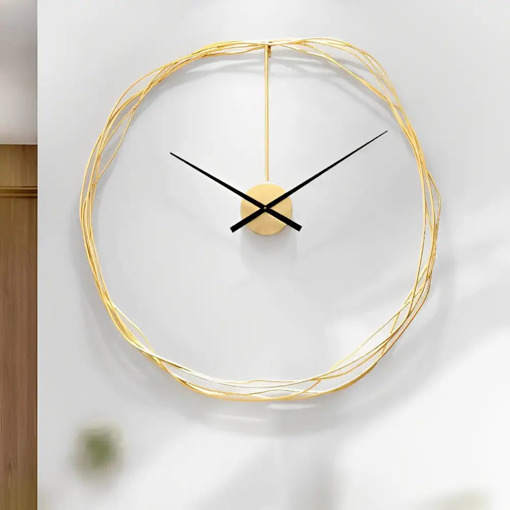 Wanduhr Goldener Drahtkreis