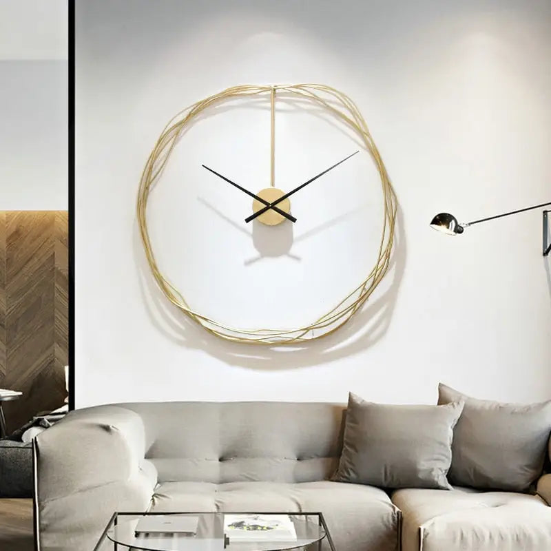 Wanduhr Goldener Drahtkreis