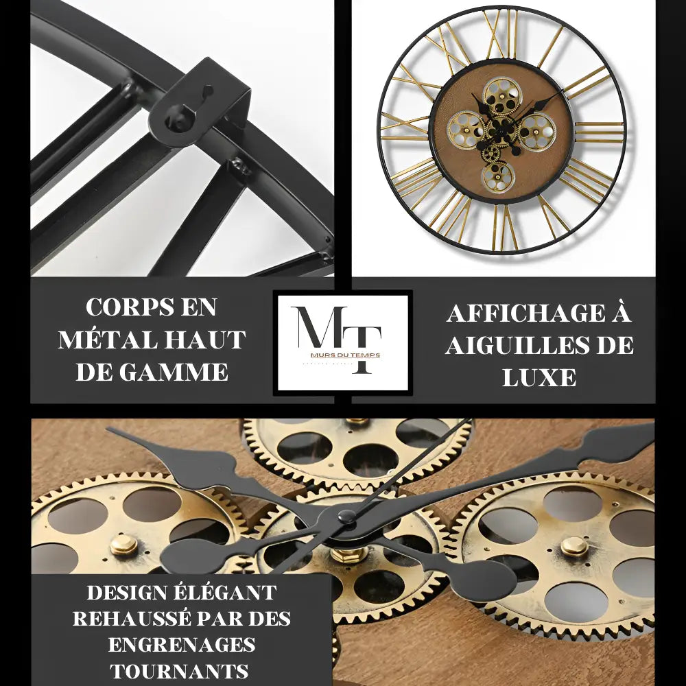 Große Steampunk-Wanduhr mit Zahnrädern