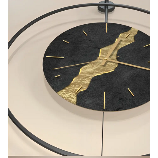 Wanduhr Schwarzes & Goldenes Pendel Kintsugi