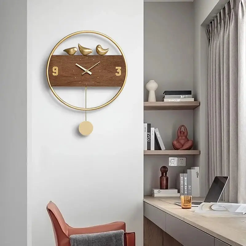 Wanduhr Design Goldene Vögel