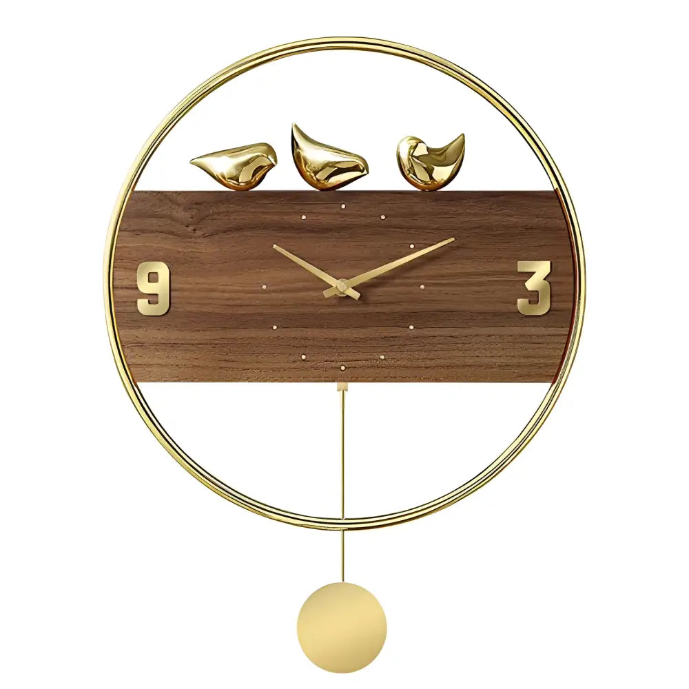 Wanduhr Design Goldene Vögel