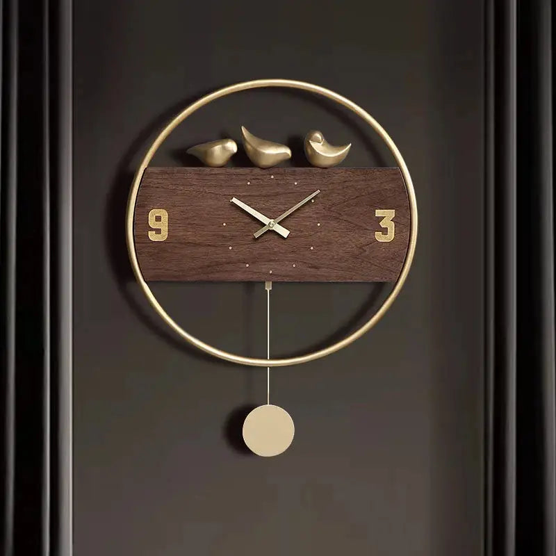 Wanduhr Design Goldene Vögel