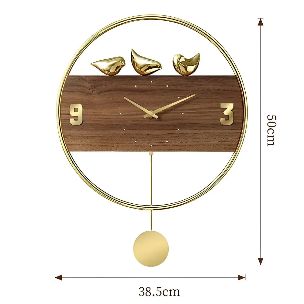 Wanduhr Design Goldene Vögel