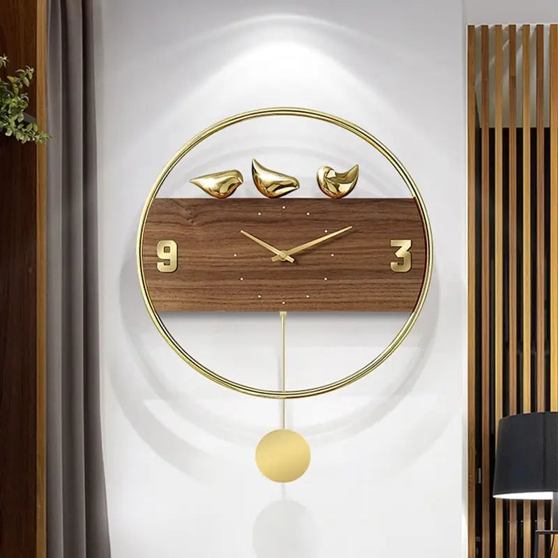 Wanduhr Design Goldene Vögel