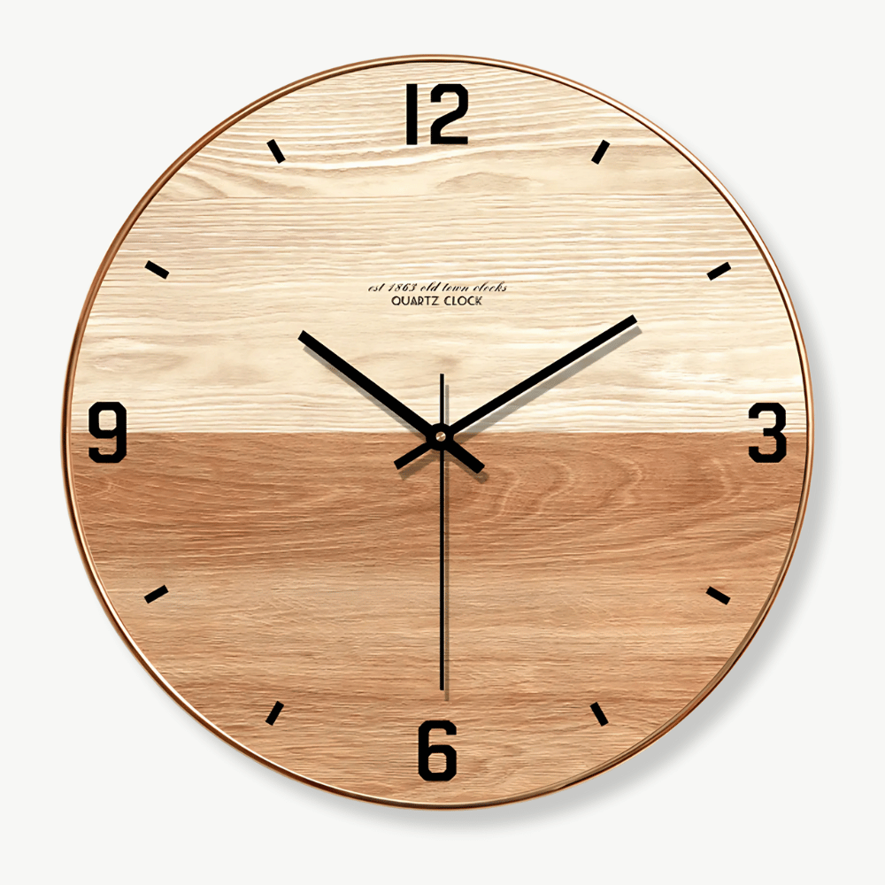 Wanduhr aus Holz mit zweifarbiger Nuance
