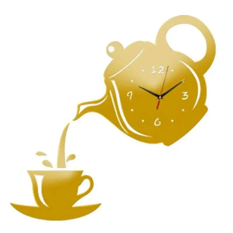 Wanduhr mit Tasse & Teekanne