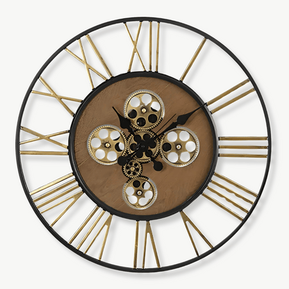 Große Steampunk-Wanduhr mit Zahnrädern