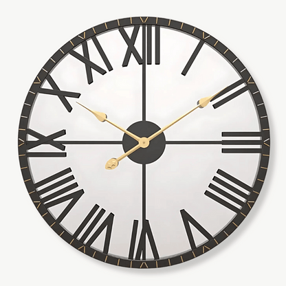 Wanduhr Spiegel Schwarz und Gold