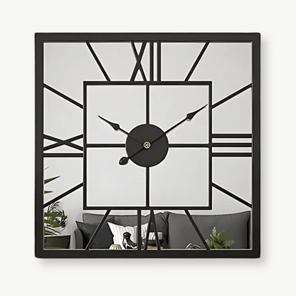 Quadratische Spiegel-Wanduhr