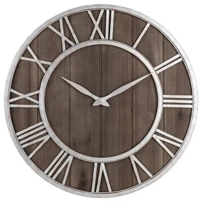Wanduhr Holz Metall & Römische Zahlen