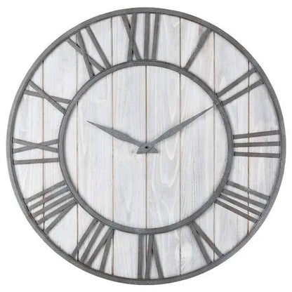Wanduhr Holz Metall & Römische Zahlen